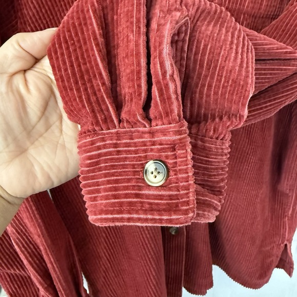 L.L. BEAN Corduroy Shirt Jacket Size Large Regular Shacket Red 100% Cotton - Picture 6 of 7
